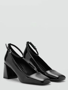 Mango Patent Leather High-Heeled Shoes With Ankle Straps
